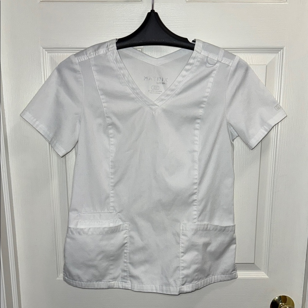 White Short Sleeve Women's scrub top